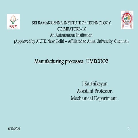 Manufacturing Technology I 