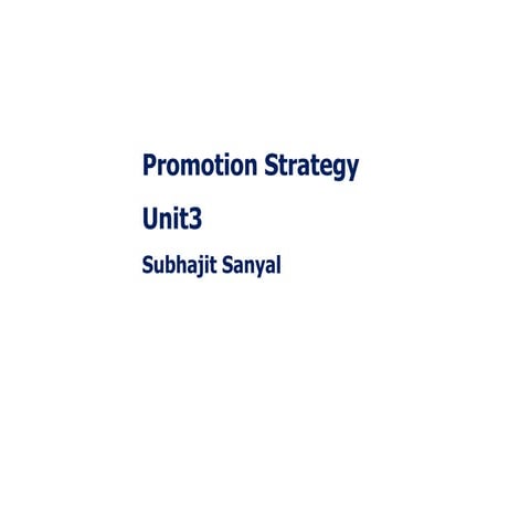 Unit3 promotion strategy