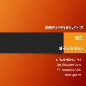 Unit 3  Dr.TK- research design