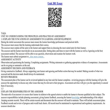 Unit 301 Essay