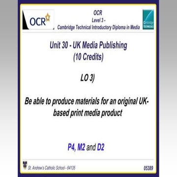Unit 30 - UK Media Publishing -  LO3