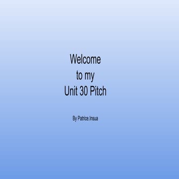 Unit 30: Pitch