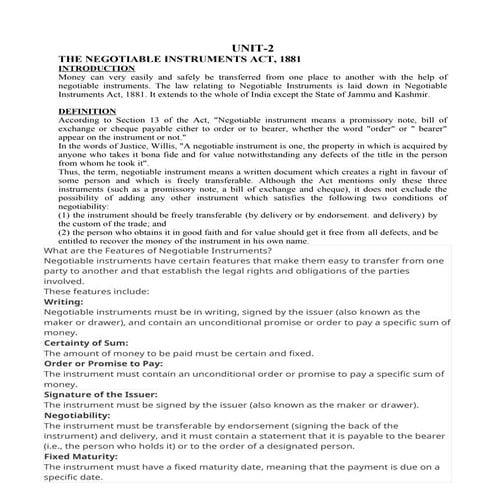 Comprehensive Overview of The Negotiable Instruments Act, 1881 and ...