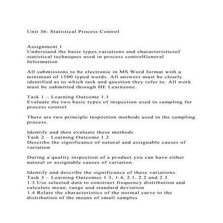 Unit 36 Statistical Process ControlAssignment 1 Understan.docx