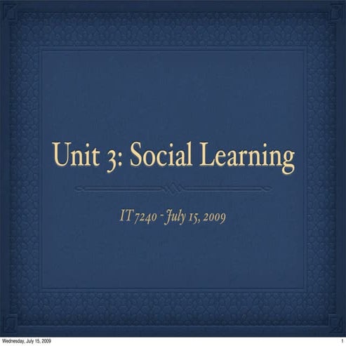 Social Learning Part A