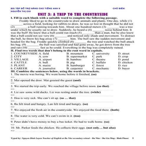 Unit 3 a trip to the countryside