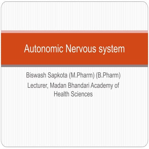 Unit 3 autonomic nervous system