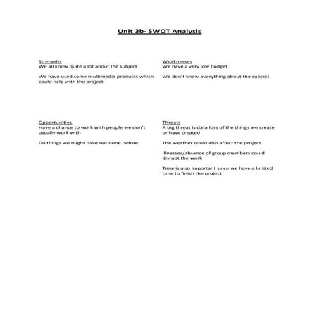 Unit 3b   swot analysis