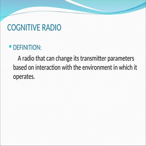 cognitive radio communication wireless systems