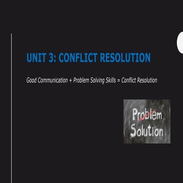 Unit 3 Conflict Resolution