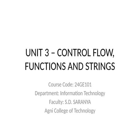 Comprehensive Guide to Python Control Flow, Functions, and Strings | PPTX