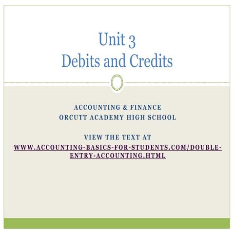 Unit 3 Debits and Credits
