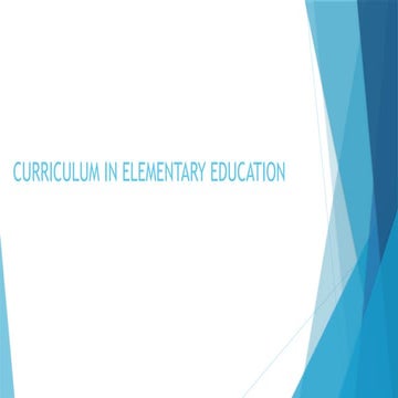 Curriculum in Elementary Education in Pakistan