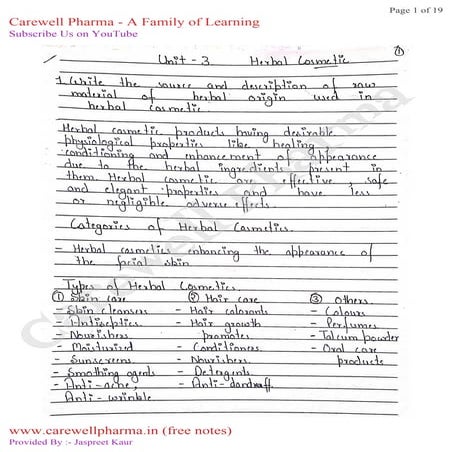 Unit 3, Herbal Drug Technology, B Pharmacy 6th Sem