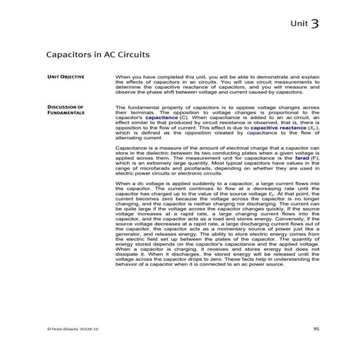Power Circuits and Transforers-Unit 3 Labvolt Student Manual