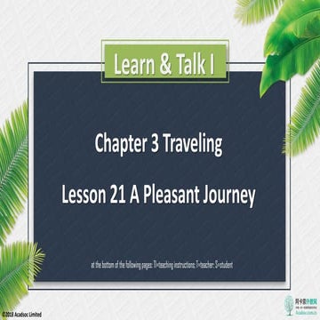 Unit 3 Lesson 1 A Pleasant Journey Actitiviespdf Pdf