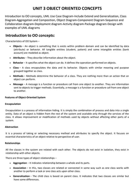 OBJECT ORIENTED CONCEPTS,UML DIAGRAMS,DFD | PDF