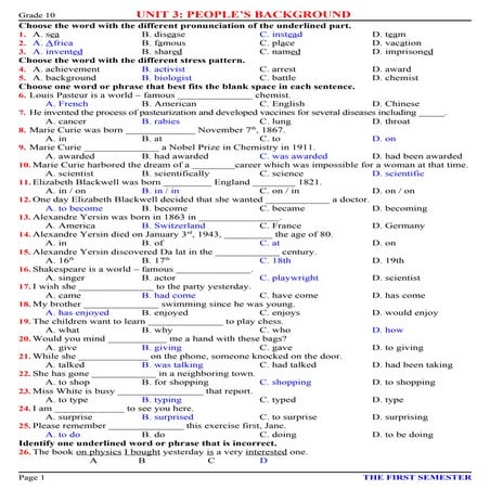 Unit 3: People's background tiếng anh 10 thaytro.net