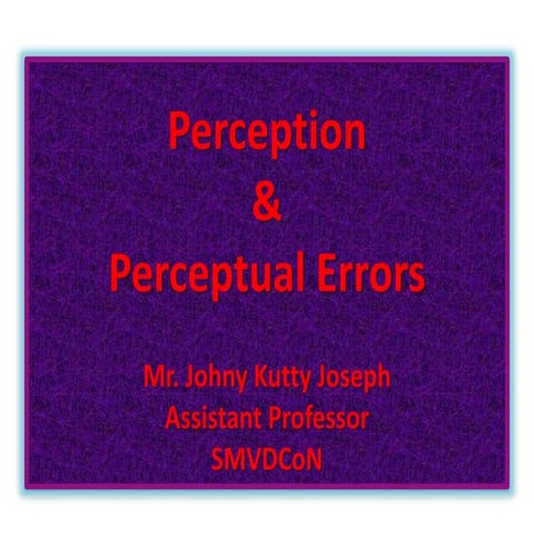 Basics of Psychology: perception