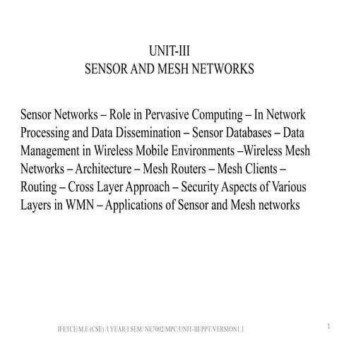UNIT 3 MOBIL;E AND PERVASIVE COMPUTING NOTES