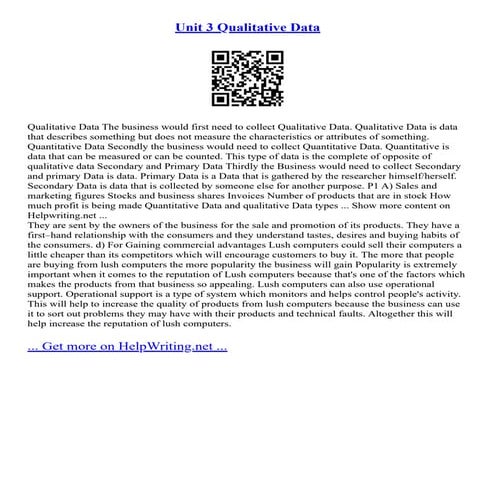 Unit 3 Qualitative Data