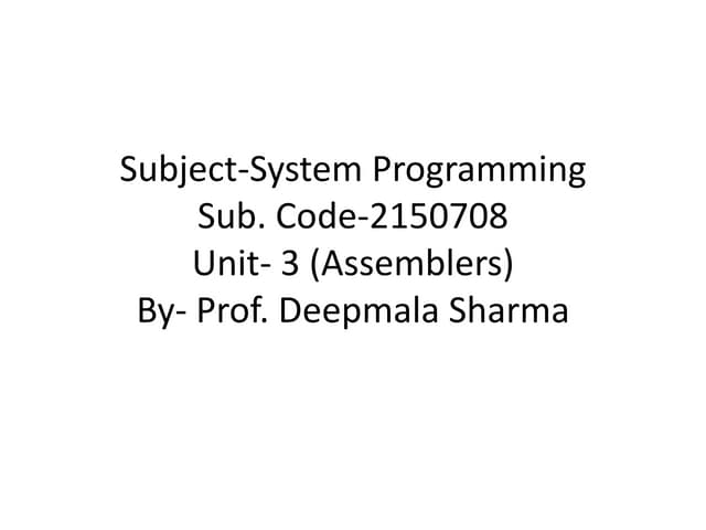 Unit 3 sp assembler