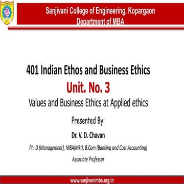 Unit 3 Values and Business Ethics at Applied ethics.pptx