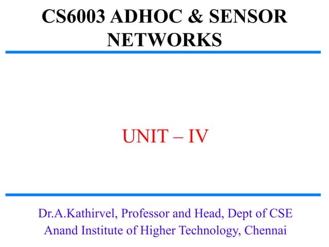 CS6003 AD HOC AND SENSOR NETWORKS
