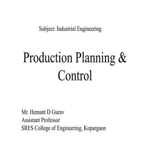 Production Planning And Control