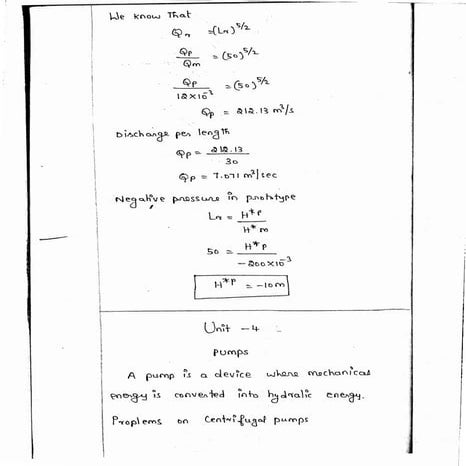 CE6451 - FLUID MECHANICS AND MACHINERY UNIT - IV NOTES  