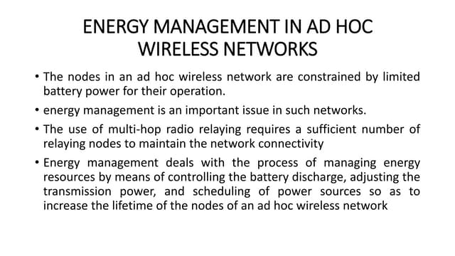 Unit 4 -2 energy management in adhoc wireless network