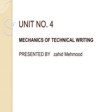 Unit 4, BASICS OF TECHINICAL ENGLISH CODE 6465