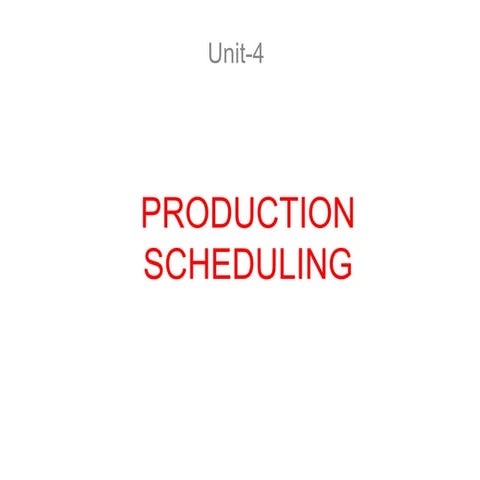 PRODUCTION PLANNING AND CONTROL-Unit 4