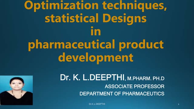 optimization techniques in pharmaceutical product development
