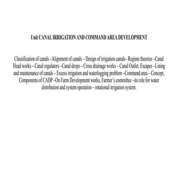 Unit 4 Canal irrigation and command area development
