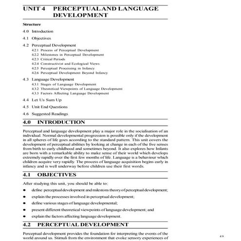 Perceptualnd Language Development in human