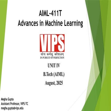 UNIT 4 presentation of advances in machine learning subject of aiml seventh semester | PPTX