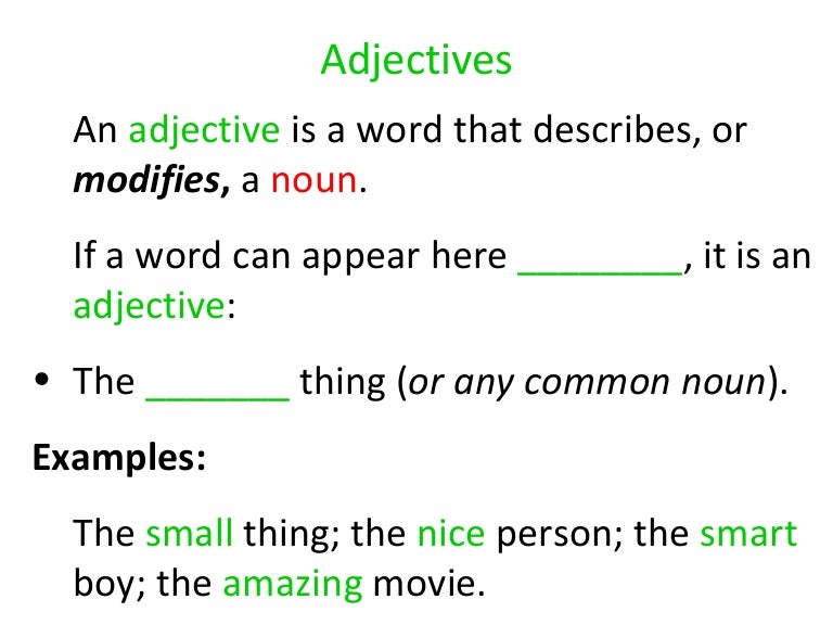 Unit 4 adjectives