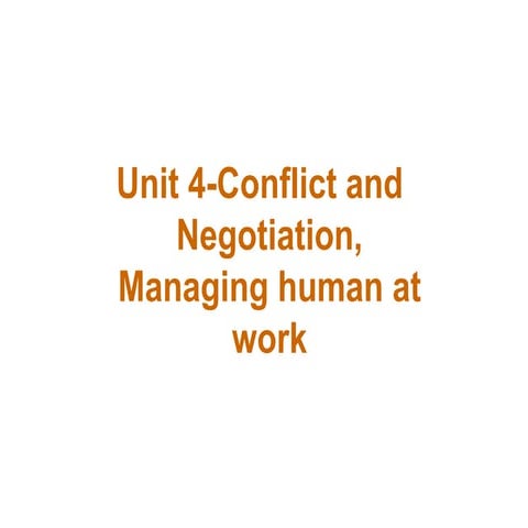 Conflict and Negotiation ( Human Resource Studies)