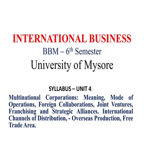 Unit 4   international business 6th semester bbm notes pdf