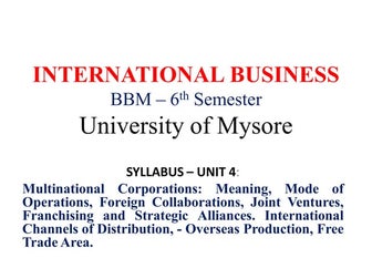 Unit 4   international business 6th semester bbm notes pdf
