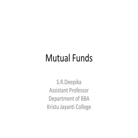 Unit 4  mutual funds