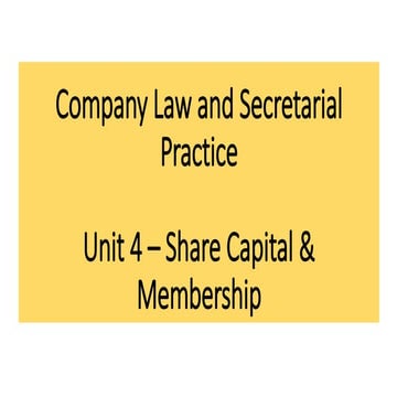 CLSP - Unit 4 - Share Capital & Membership