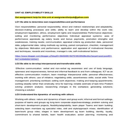 UNIT 42: EMPLOYABILITY SKILLS