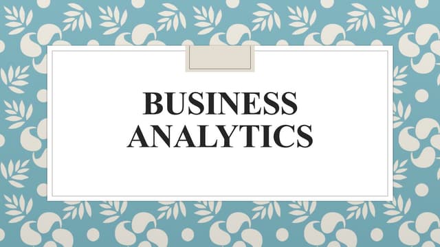 Unit 4 Advanced Data Analytics