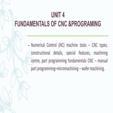 CADM-Unit 4/CNC &PROGRAMING | PPT | Radio Control | Hobbies & Interests