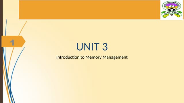 UNIT 3  introduction Computer memory summary