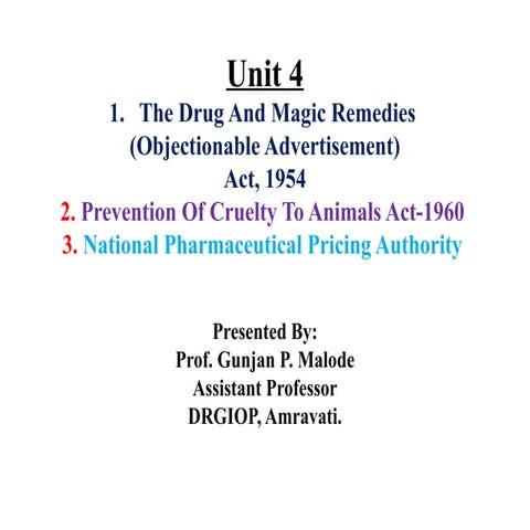 Unit 4 DRUG AND MAGIC REMEDIES Jurisprudence pptx | PPTX