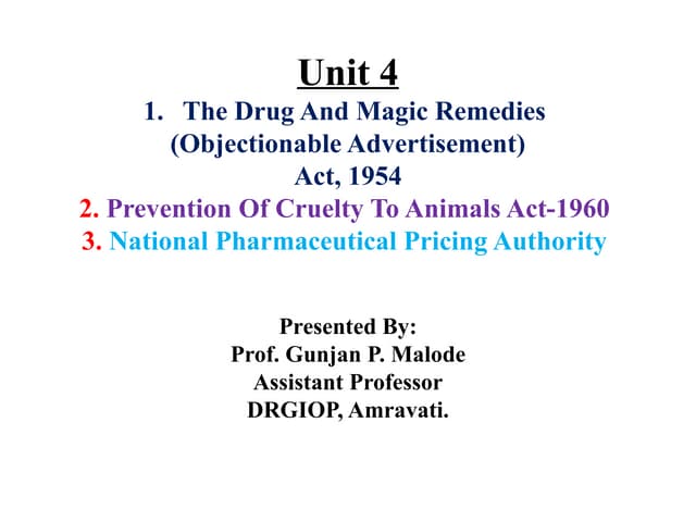 Unit 4 DRUG AND MAGIC REMEDIES Jurisprudence pptx