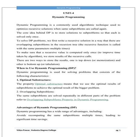 Dynamic Programming | PPTX